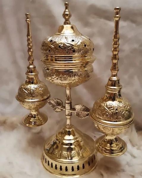 مبخرة نحاسية مذهبة